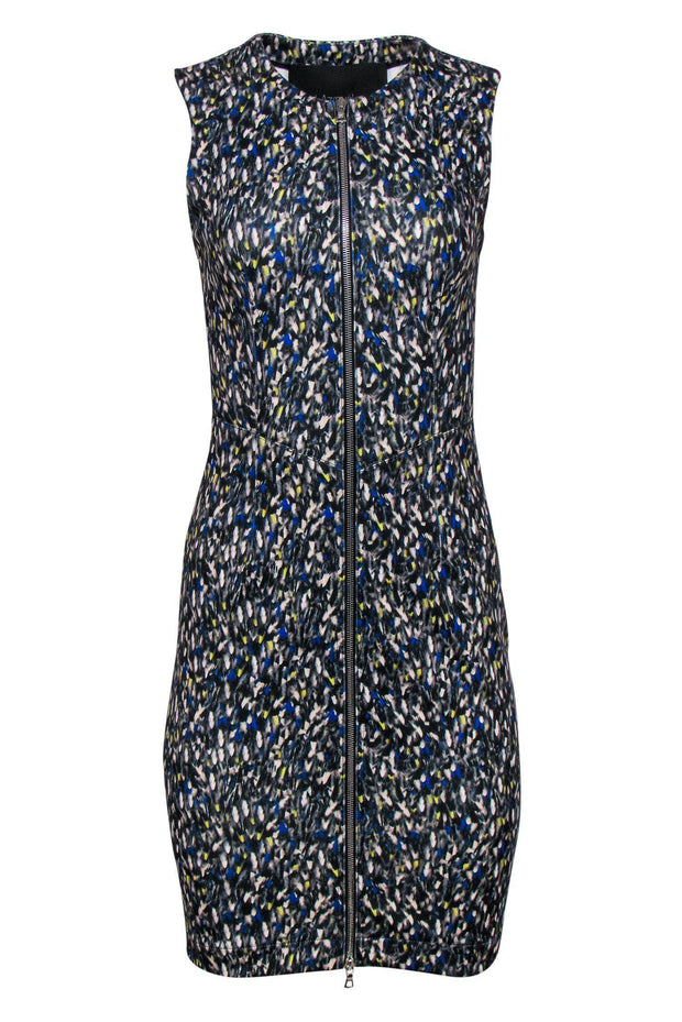 Current Boutique-Yigal Azrouel - Speckled Multi Print Zippered Sheath Dress Sz S