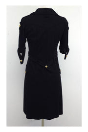 Current Boutique-Yoana Baraschi - Black Short Sleeve Gold Button Dress Sz 8