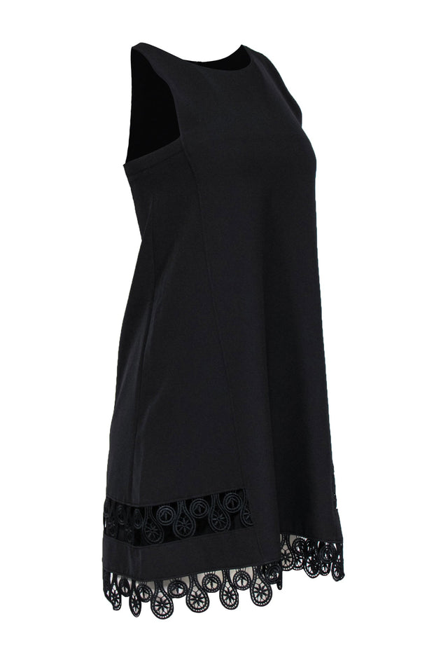 Current Boutique-Yoana Baraschi - Black Sleeveless Midi Dress w/ Lace Trim Hem Sz XS