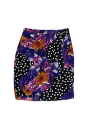 Current Boutique-Yoana Baraschi - Floral Print & Polka Dot Skirt Sz 0