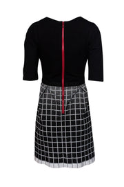 Current Boutique-Yoana Baraschi - Grey Grid Pattern Pleated Dress Sz 4