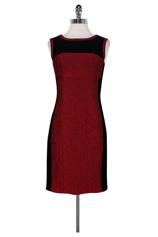 Current Boutique-Yoana Baraschi - Red & Black Lace Cocktail Dress Sz 2