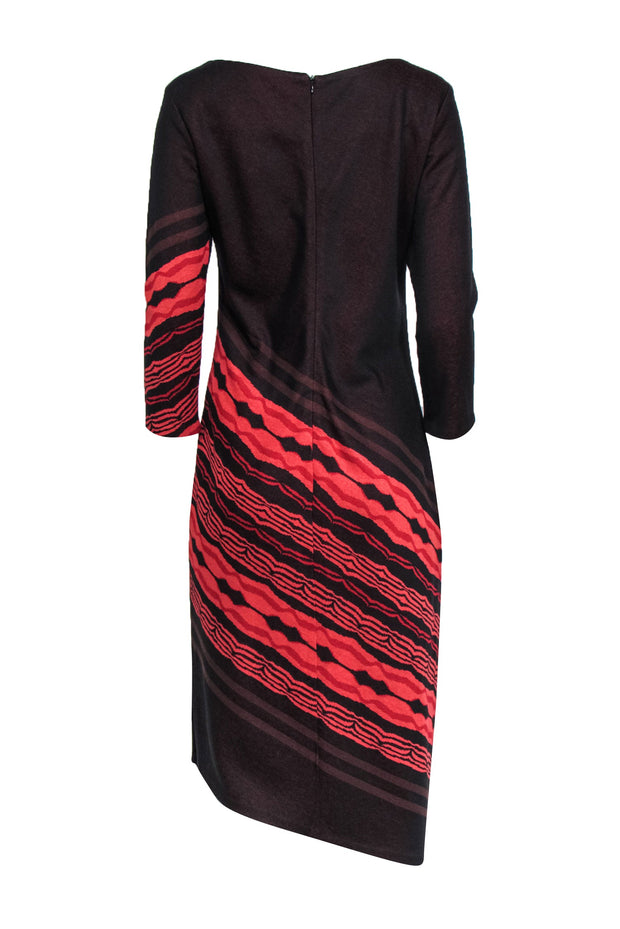 Current Boutique-Yoana Baraschi - Red Print 3/4 Sleeve Knit Dress Sz L