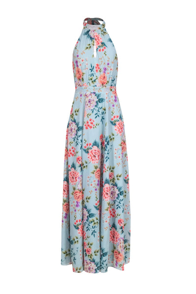 Current Boutique-Yumi Kim - Backless Blue Floral Print Maxi Dress w/ Front Slit Sz M