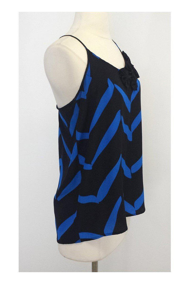 Current Boutique-Yumi Kim - Black & Blue Chevron Silk Tank Sz S