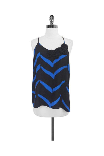 Current Boutique-Yumi Kim - Black & Blue Chevron Silk Tank Sz S