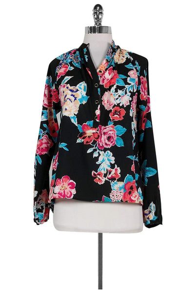 Current Boutique-Yumi Kim - Black Floral Blouse Sz XS