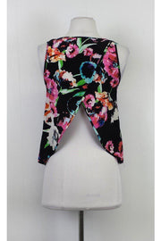 Current Boutique-Yumi Kim - Black Floral Print Open Back Tank Sz M