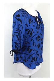 Current Boutique-Yumi Kim - Blue & Black 3/4 Sleeve Silk Blouse Sz XS