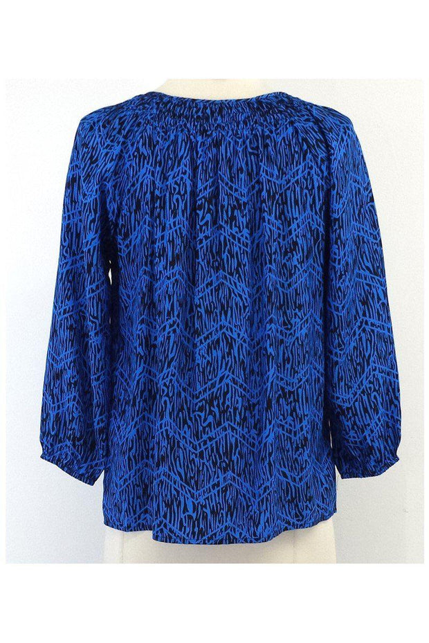 Current Boutique-Yumi Kim - Blue & Black Print Silk Blouse Sz XS