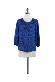 Current Boutique-Yumi Kim - Blue & Black Print Silk Blouse Sz XS