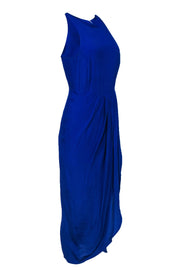 Current Boutique-Yumi Kim - Cobalt Blue Sleeveless High Slit Pleated Maxi Dress Sz S