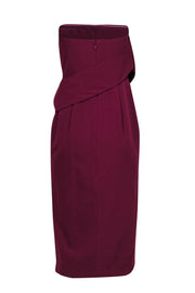 Current Boutique-Yumi Kim - Deep Purple Draped Strapless Sheath Dress w/ Front Slit Sz M