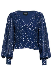 Current Boutique-Yumi Kim - Navy & Silver Star Print Long Sleeve "Jodi" Blouse Sz S