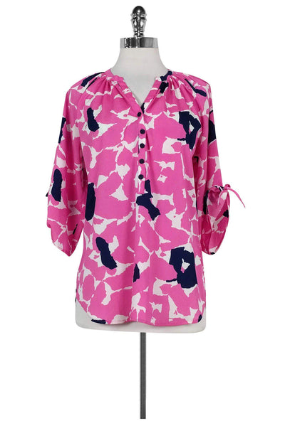 Current Boutique-Yumi Kim - Pink & Navy Blouse Sz S