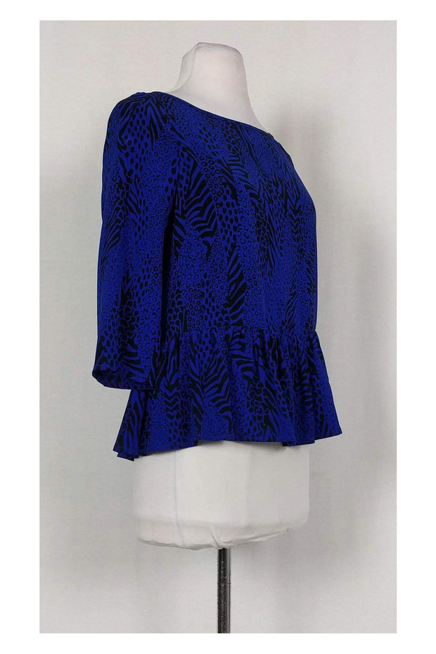 Current Boutique-Yumi Kim - Royal Blue & Black Animal Print Top Sz XS