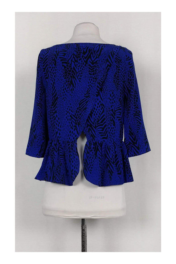 Current Boutique-Yumi Kim - Royal Blue & Black Animal Print Top Sz XS