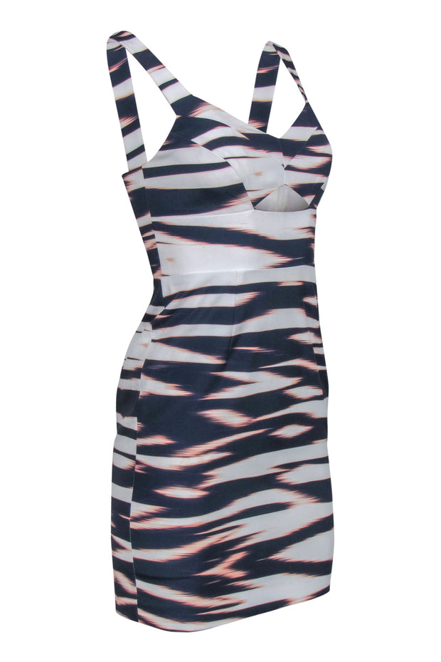 Current Boutique-Yumi Kim - White, Navy & Blush Marbled Sleeveless Sheath Dress w/ Cutout Sz XS