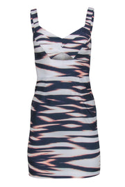 Current Boutique-Yumi Kim - White, Navy & Blush Marbled Sleeveless Sheath Dress w/ Cutout Sz XS