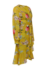 Current Boutique-Yumi Kim - Yellow Floral Ruffle Wrap Dress Sz L