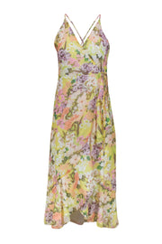 Current Boutique-Yumi Kim - Yellow Pastel Floral Ruffle Wrap Dress Sz M