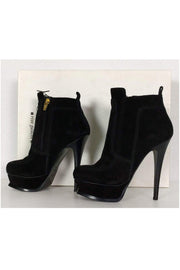 Current Boutique-Yves Saint Laurent - Black Suede Platform Booties Sz 5