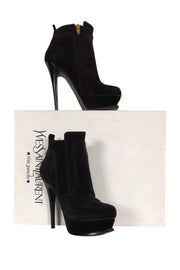 Current Boutique-Yves Saint Laurent - Black Suede Platform Booties Sz 5