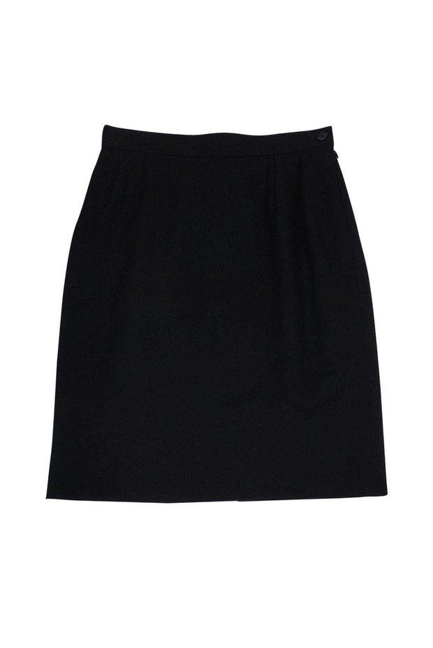 Current Boutique-Yves Saint Laurent - Black Wool Pencil Skirt Sz 8