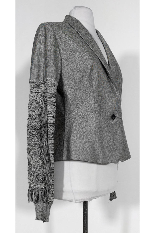 Current Boutique-Yves Saint Laurent - Grey Blazer w/ Knit Sleeves Sz 6