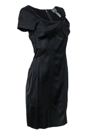 Current Boutique-Zac Posen - Black Short Sleeve Sheath Dress w/ Ruffle Neckline Sz 8