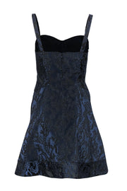 Current Boutique-Zac Posen - Navy & Black Floral Brocade Fit & Flare Dress Sz 4