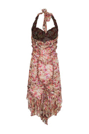 Current Boutique-Zac Posen - Pink Floral Silk Halter Dress Sz 6