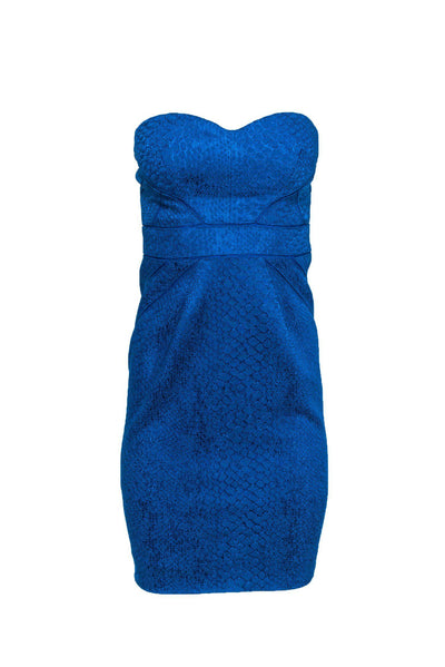 Current Boutique-Zac Posen - Strapless Blue Lace Bustier Dress Sz 6