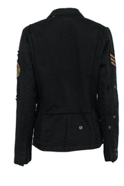 Current Boutique-Zadig & Voltaire - Black Button-Up Military-Style Patchwork “Virginia Grunge” Jacket Sz M