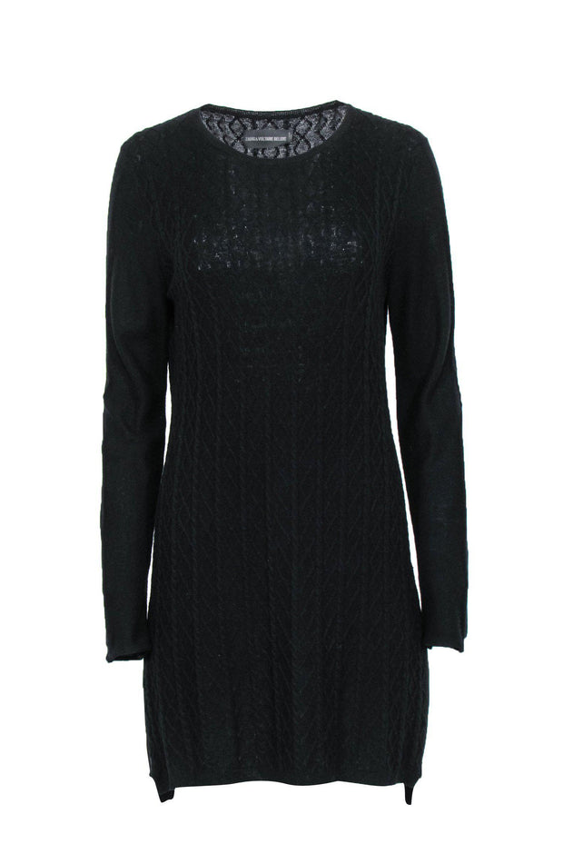 Current Boutique-Zadig & Voltaire - Black Cable Knit Wool Sweater Dress Sz M