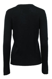 Current Boutique-Zadig & Voltaire - Black Cashmere Sweater w/ Pink Lighting Bolt Graphic Sz M