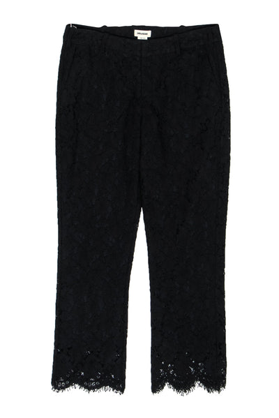 Current Boutique-Zadig & Voltaire - Black Floral Lace Straight Leg Trousers Sz 10