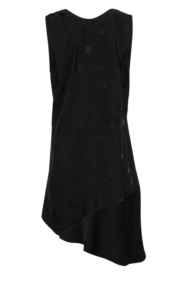 Current Boutique-Zadig & Voltaire - Black Star Embossed Sleeveless Sheath Dress w/ Asymmetrical Hem Sz L