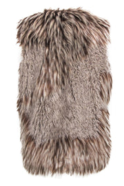 Current Boutique-Zadig & Voltaire - Brown & Beige Faux Fur Open Vest w/ Jungle Print Lining Sz S