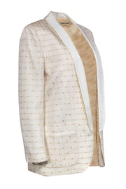 Current Boutique-Zadig & Voltaire - Cream Shawl Lapel Textured Blazer w/ Stars Sz L