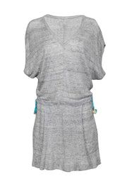 Current Boutique-Zadig & Voltaire - Grey Knit Short Sleeve Drop Waist Dress Sz M