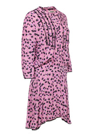 Current Boutique-Zadig & Voltaire - Lilac Drop Waist Dress w/ Black Floral Print & Collar Sz L