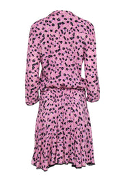 Current Boutique-Zadig & Voltaire - Lilac Drop Waist Dress w/ Black Floral Print & Collar Sz L