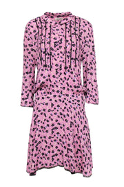 Current Boutique-Zadig & Voltaire - Lilac Drop Waist Dress w/ Black Floral Print & Collar Sz L