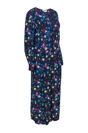 Current Boutique-Zadig & Voltaire - Navy & Multicolor Print Maxi Dress w/ Ruffled Trim Sz M
