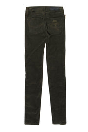 Current Boutique-Zadig & Voltaire - Olive Green Corduroy High Waisted “Eva” Skinny Pants w/ Leather Trim Sz 2