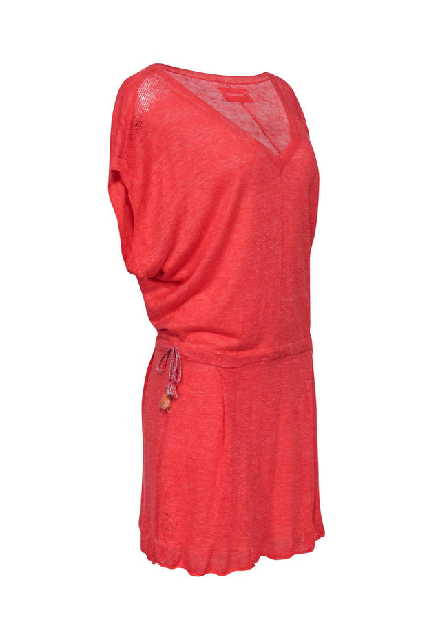 Current Boutique-Zadig & Voltaire - Orange Knit Short Sleeve Drop Waist Dress Sz M