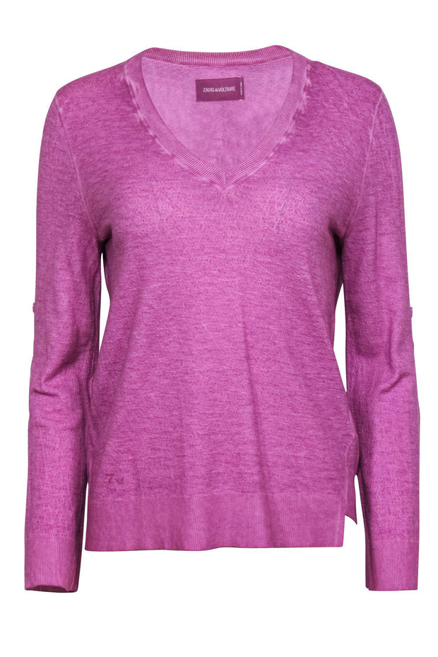 Current Boutique-Zadig & Voltaire - Purple Heathered V-Neck Sweater Sz M