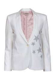 Current Boutique-Zadig & Voltaire - White Slim Blazer w/ Silver Rhinestone Stars Sz 2