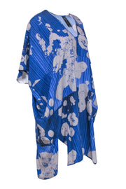 Current Boutique-Zero + Maria Cornejo - Blue Splatter Print Silk Kaftan Coverup OS